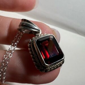 .925 Elegant Silver and Garnet (Red) Gemstone Necklace